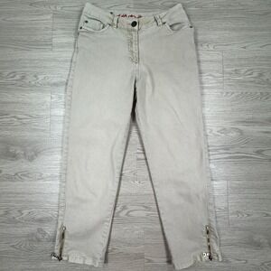 Blue Willis Women's Pants Beige 40 Straight Leg Ankle Zipper Cotton Blend Tan